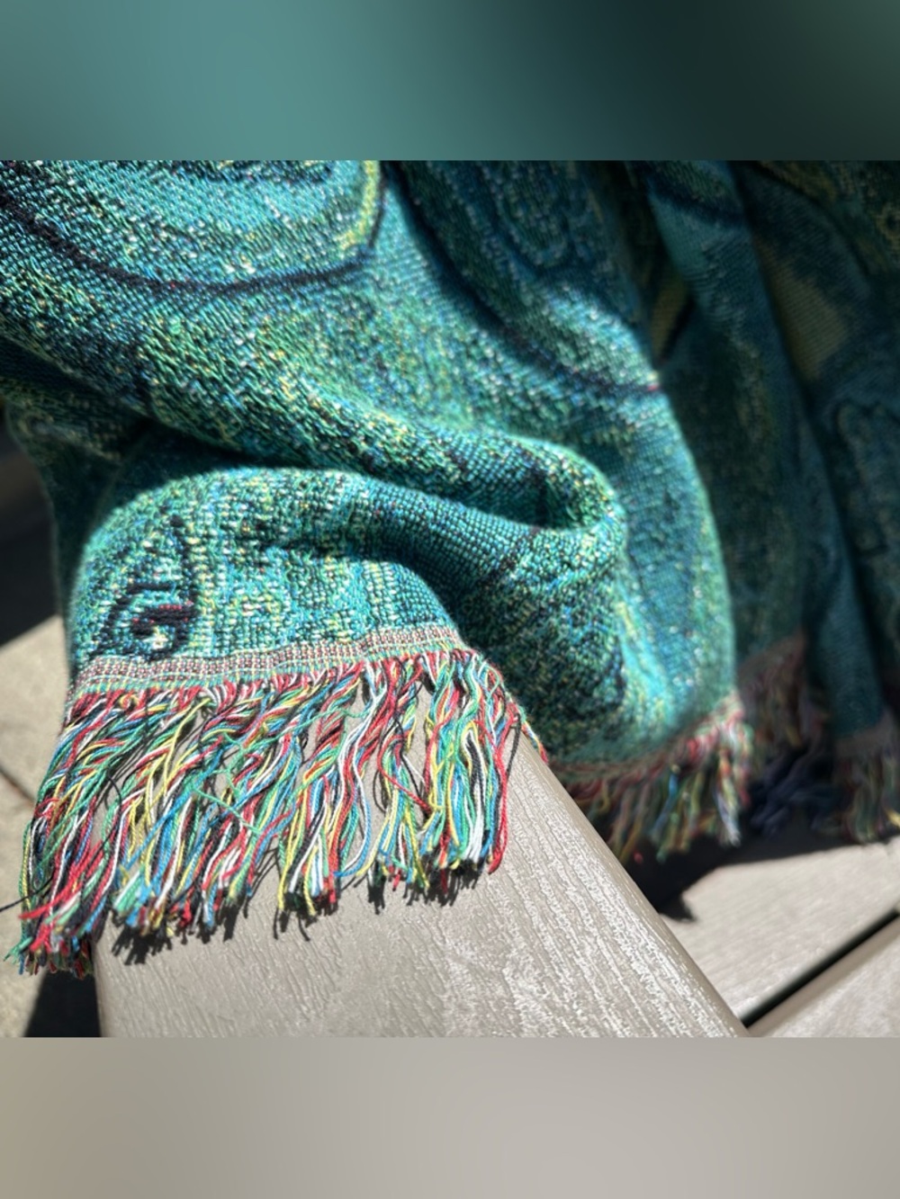 Alex Grey ‘Green Hand’ 100% Recycled Cotton Psychedelic Woven Blanket - Picture 6 of 6